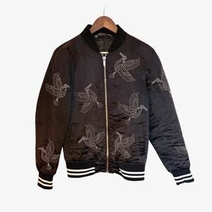 Zara Man Bomber Jacket with Embroidered Bird Print